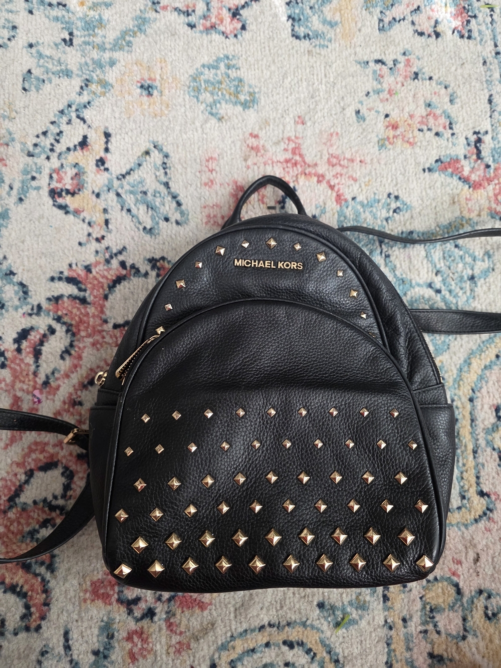 MICHAEL KORS Black Studded Leather Backpack As Is